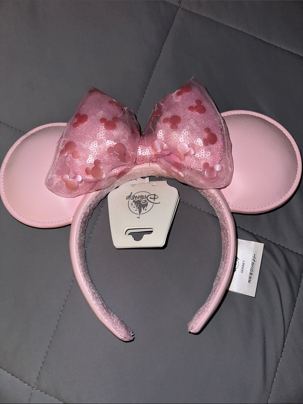 Disney Pink Minnie Mouse Sequin Bow Ear Headband